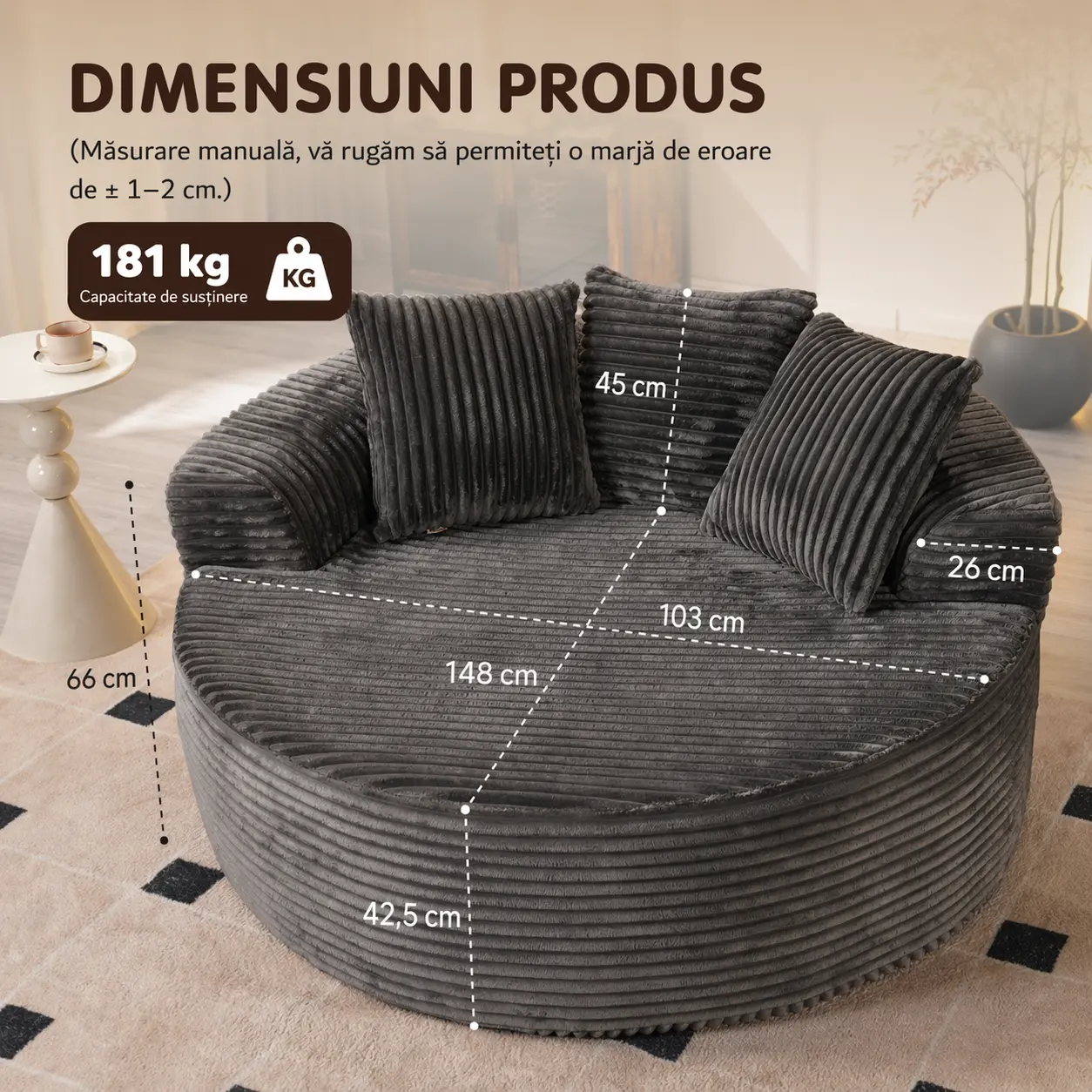 CloudLuxe fotoliu rotund supradimensionat, imagine 5