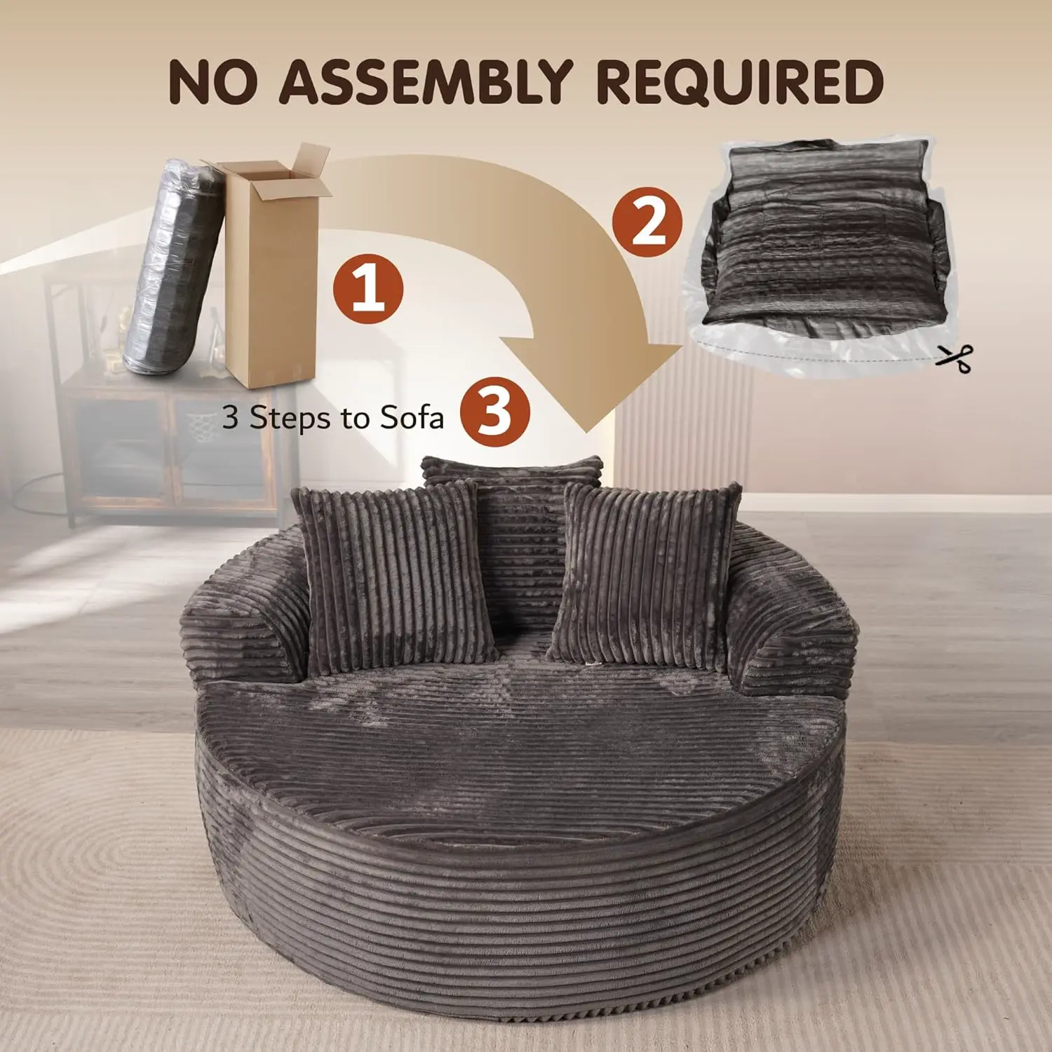 CloudLuxe fotoliu rotund supradimensionat, imagine 7